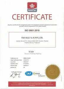 Pakistan tobacco T & R PVT LTD ISO 9001
